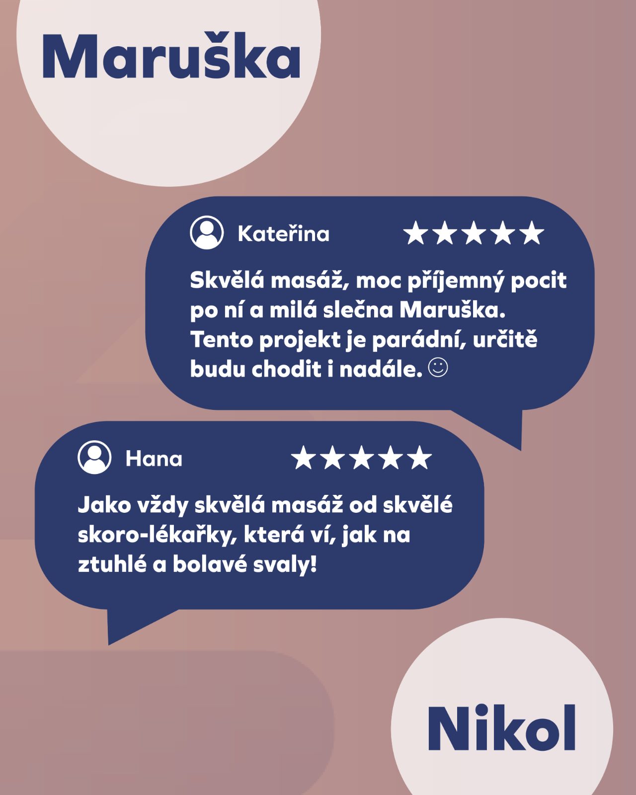 Social media post with customer reviews in speech bubbles